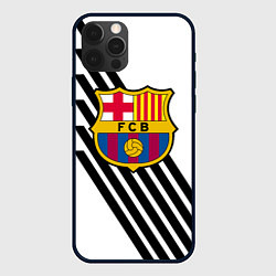 Чехол iPhone 12 Pro Max Barcelona черно белые полосы