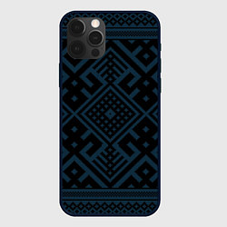 Чехол iPhone 12 Pro Max Славянские узоры на черном