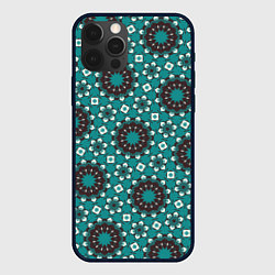 Чехол для iPhone 12 Pro Max Бирюзовая текстура из персидских звезд, цвет: 3D-черный