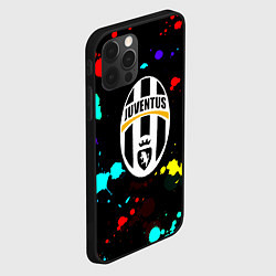 Чехол для iPhone 12 Pro Max Ювентус брызги красок неон, цвет: 3D-черный — фото 2
