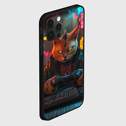 Чехол для iPhone 12 Pro Max Кот - геймер в стиле киберпанк, цвет: 3D-черный — фото 2