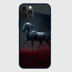 Чехол для iPhone 12 Pro Max Конь в красном поле, цвет: 3D-черный
