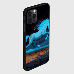 Чехол для iPhone 12 Pro Max Лошадь в синем свете, цвет: 3D-черный — фото 2