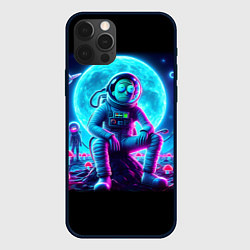 Чехол iPhone 12 Pro Max Космонавты Рик и Морти - неоновый космос