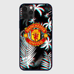 Чехол для iPhone 12 Pro Max Манчестер Юнайтед тропики глитч, цвет: 3D-черный