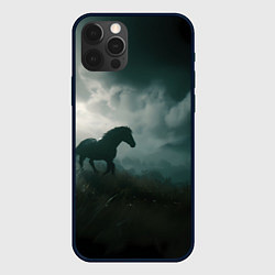 Чехол для iPhone 12 Pro Max Лошадь в поле - буря, цвет: 3D-черный