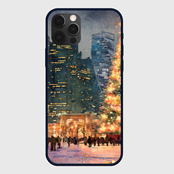 Чехол iPhone 12 Pro Max Москва - сити и новогодняя елка