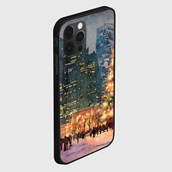 Чехол для iPhone 12 Pro Max Москва - сити и новогодняя елка, цвет: 3D-черный — фото 2