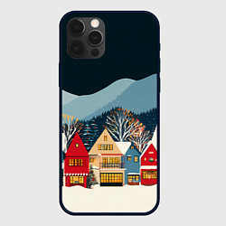 Чехол iPhone 12 Pro Max Новогодний городок в горах