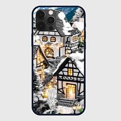 Чехол для iPhone 12 Pro Max Объемные новогодние дома, цвет: 3D-черный