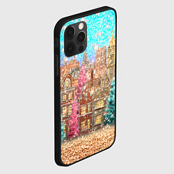 Чехол для iPhone 12 Pro Max Новогодний город в блестках, цвет: 3D-черный — фото 2