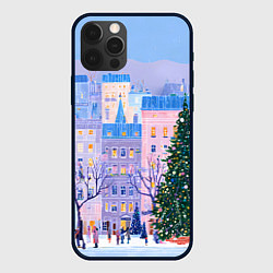 Чехол для iPhone 12 Pro Max Новогодний двор, цвет: 3D-черный