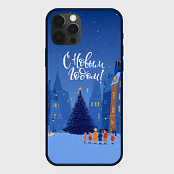 Чехол для iPhone 12 Pro Max С новым год - праздничный дворик, цвет: 3D-черный