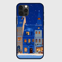 Чехол для iPhone 12 Pro Max Синяя новогодняя елочка во дворе, цвет: 3D-черный