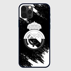 Чехол iPhone 12 Pro Max Реал Мадрид черно белые краски