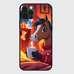 Чехол для iPhone 12 Pro Max Лошадка зимним вечером, цвет: 3D-черный