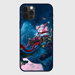 Чехол iPhone 12 Pro Max Санта с динозавром