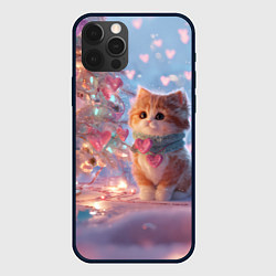 Чехол iPhone 12 Pro Max Маленький котенок у сияющей елочки