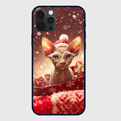 Чехол для iPhone 12 Pro Max Сфинкс новогодняя кошка, цвет: 3D-черный