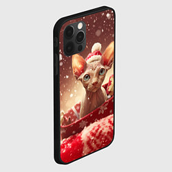 Чехол для iPhone 12 Pro Max Сфинкс новогодняя кошка, цвет: 3D-черный — фото 2