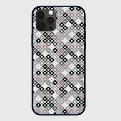 Чехол iPhone 12 Pro Max Цветочный серо-розовый узор ретро
