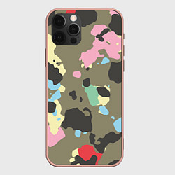 Чехол для iPhone 12 Pro Max Камуфляж: микс цветов, цвет: 3D-светло-розовый