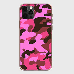 Чехол для iPhone 12 Pro Max Камуфляж: розовый/коричневый, цвет: 3D-светло-розовый