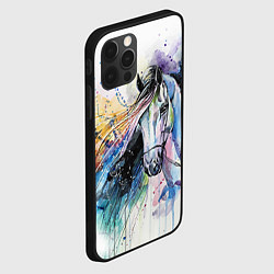 Чехол для iPhone 12 Pro Max Акварельная лошадь, цвет: 3D-черный — фото 2