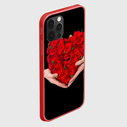 Чехол для iPhone 12 Pro Max Сердце роз в руках, цвет: 3D-красный — фото 2