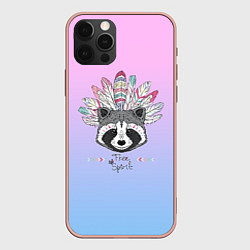 Чехол для iPhone 12 Pro Max Raccoon: Free Spirit, цвет: 3D-светло-розовый