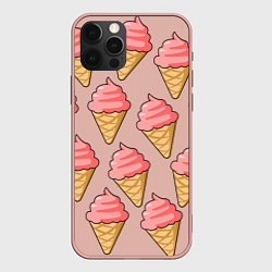 Чехол для iPhone 12 Pro Max Мороженки, цвет: 3D-светло-розовый