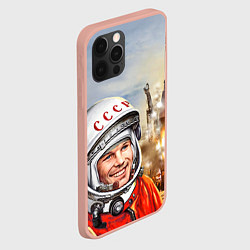 Чехол для iPhone 12 Pro Max Гагарин взлетает, цвет: 3D-светло-розовый — фото 2