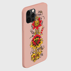 Чехол для iPhone 12 Pro Max Хохлома: цветы, цвет: 3D-светло-розовый — фото 2