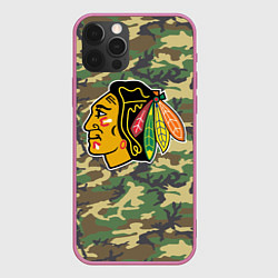 Чехол для iPhone 12 Pro Blackhawks Camouflage, цвет: 3D-малиновый