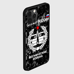 Чехол для iPhone 12 Pro Служу России: космические войска, цвет: 3D-черный — фото 2