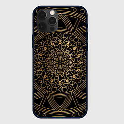 Чехол для iPhone 12 Pro Золотая мандала, цвет: 3D-черный