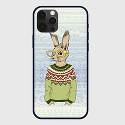 Чехол для iPhone 12 Pro Кролик хипстер, цвет: 3D-черный