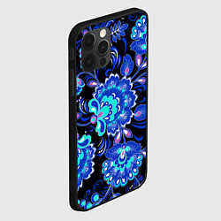 Чехол для iPhone 12 Pro Синяя хохлома, цвет: 3D-черный — фото 2