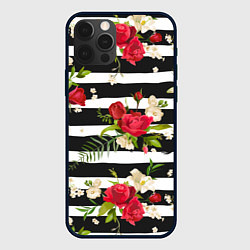Чехол для iPhone 12 Pro Розы и орхидеи, цвет: 3D-черный