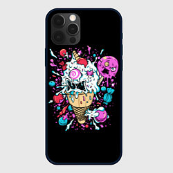 Чехол для iPhone 12 Pro Мороженое монстров, цвет: 3D-черный