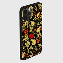 Чехол для iPhone 12 Pro Хохлома золотые лебеди, цвет: 3D-черный — фото 2
