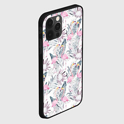 Чехол для iPhone 12 Pro Тропические фламинго, цвет: 3D-черный — фото 2