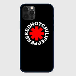 Чехол iPhone 12 Pro Red Hot chili peppers logo on black