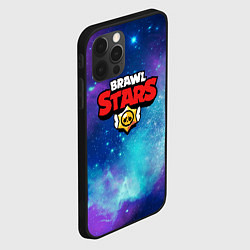 Чехол для iPhone 12 Pro BRAWL STARS лого в космосе, цвет: 3D-черный — фото 2