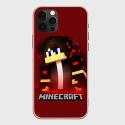 Чехол для iPhone 12 Pro MINECRAFT, цвет: 3D-светло-розовый