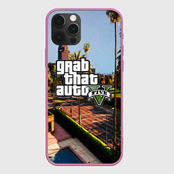 Чехол для iPhone 12 Pro GTA 5, цвет: 3D-малиновый