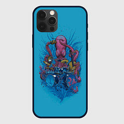 Чехол для iPhone 12 Pro Осьминог барабанщик, цвет: 3D-черный