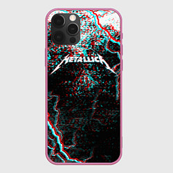 Чехол для iPhone 12 Pro METALLICA GLITCH STORM, цвет: 3D-малиновый