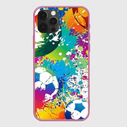 Чехол для iPhone 12 Pro Football Paints, цвет: 3D-малиновый