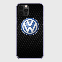 Чехол для iPhone 12 Pro Volkswagen Logo, цвет: 3D-светло-сиреневый